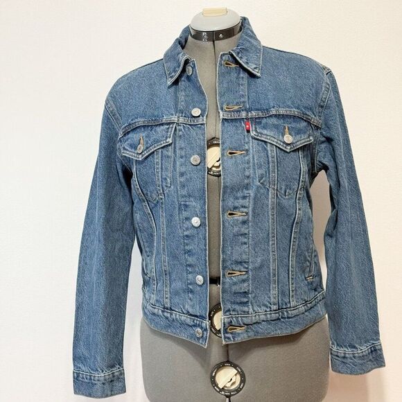 Levi's NWT Sz S Wild West Medium Wash Ex-Boyfriend Trucker Denim Jean Jacket - Picture 11 of 14